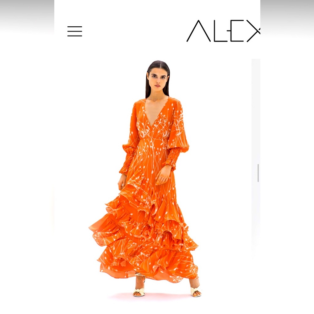 Alexis, size small, Rodina wrap dress in stunning orange